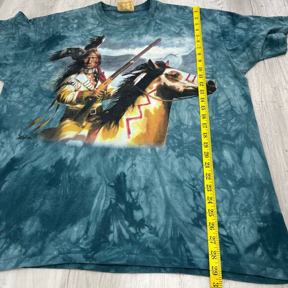 Vintage The Mountain 1997 Native American Horseback Short Sleeve Tie Dye T-Shirt - Picture 9 of 9
